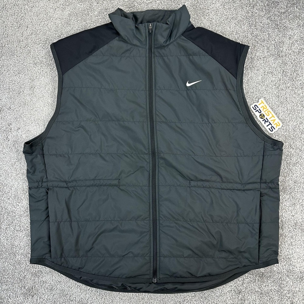 Nike Therma-FIT Vest Womens XL Black Loose Fit Synthetic Fill Full Zip FB7537